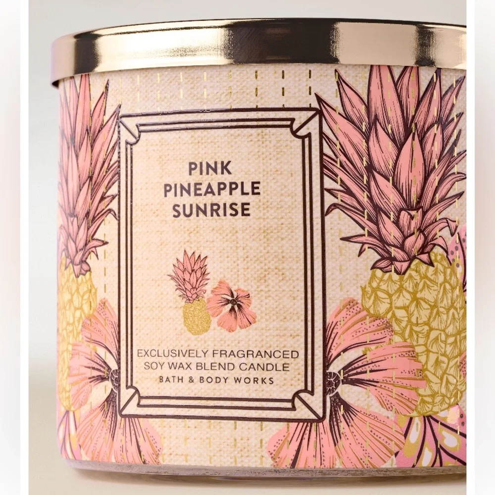 🍍”PINK PINEAPPLE SUNRISE” 3-Wick Scented Candle, B&BW, 14.5 oz / 411 g, NWT-Box